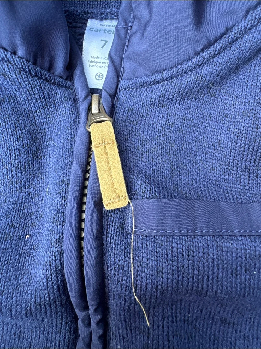 Carters Size 7 Navy Blue Zip Up Vest